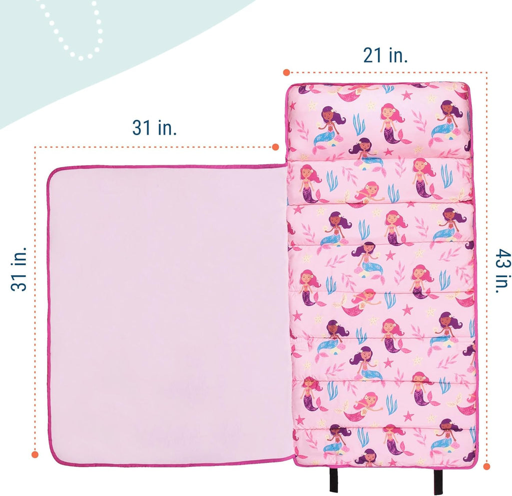 Wildkin 43-inch Kids Nap Mat – Soft Microfiber Toddler Sleeping Mat with Pillow