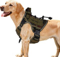 Heavy-Duty Tactical Dog Harness for Large Dogs, No Pull Adjustable Reflective Pet Vest with Molle System, K9 Military-Grade Control for Service Training, Outdoor & 10+ Breeds, Green Camo, Medium