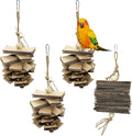 LWINGFLYER 4 Pack Small Parrot Chew Toys Natural Cardboard Paper Hanging Bird Shredding Toy for Budgies Conures Cockatiel Parakeet Lovebirds Canary