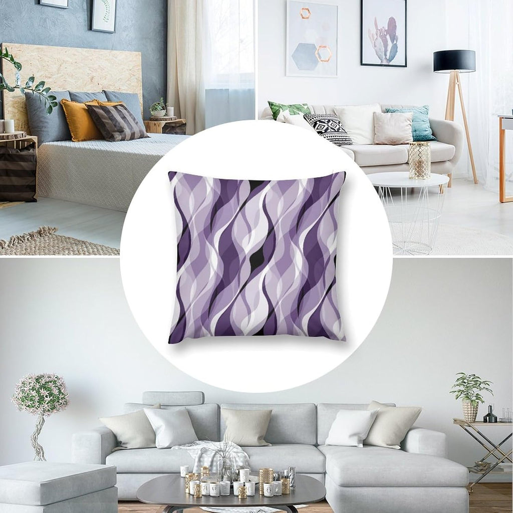 Purple Throw Pillow Covers Modern Abstract Purple and Grey Striped Decorations for Bedroom Living Room Farmhouse Sofa Pillows Bed Couch 12x12 Inch