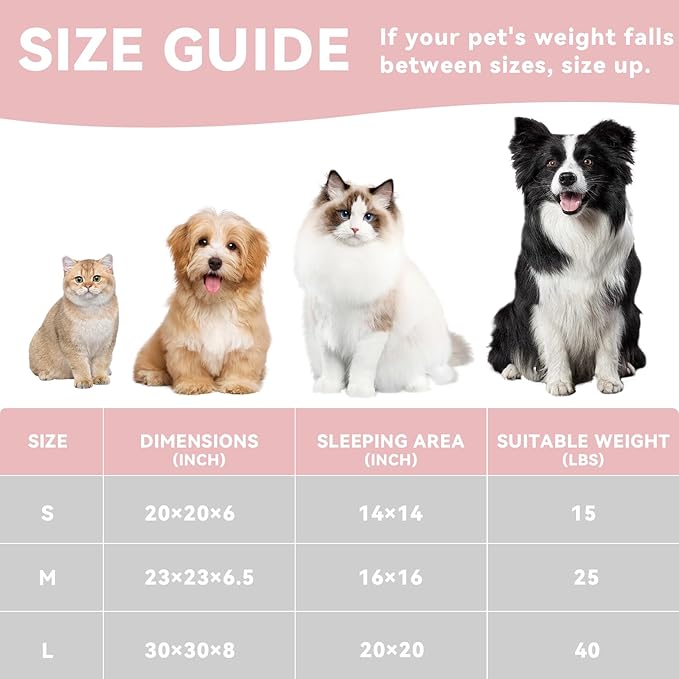 23in Cream Round Cat Dog Bed Gift for Large Medium Small Dogs Cats, Machine Washable Sleeping Sofa, Non-Slip Bottom Breathable Soft Calming Pet Cuddler for Indoor/Outdoor/Car/Cage