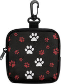 KEIAHUAN Small Dog Treat Pouch with Metal Clasp Puppy Doggie Snack Reward Bags Hands-Free Training Dog Treat Pouch Pet Waiste Dispenser for Puppy Walking Accessories, White Red Paw