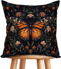 William Morris Abstract Vintage Floral Velvet Butterfly Design Throw Pillow Covers Home Decor, Retro Art Deco Pillowcase Cushion Cover for Bed Sofa Living Room, Square 18x18inch (Black-Butterfly)