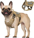 Tactical Dog Harness Medium Sized Dog,No Pull Military Dog Vest with Handle,Reflective Heavy Duty Pet Harness for Walking Hiking Training Brown M