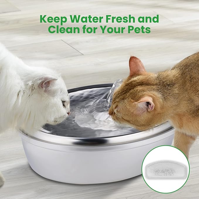 12 Pack Replacement Filters for D60 100oz/3L Automatic Pet Fountain, ZEKIRY Carbon Cat Fountain Filters, Triple Filtration Pet Water Dispenser Filter Replacement(6Pcs Pump Sponges)