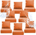 6" Thicker Outdoor Chair Cushion 8 Sets - 24" *24" *6" Waterproof Patio Furniture Cushions with Removable Cover, 28D High Density Sponge Filling Thicken Outdoor Patio Cushions - Orange