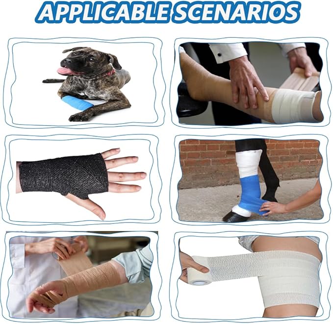 24 Pack Self Adherent Cohesive Bandage Wrap 2" x 5 Yards First Aid Tape, Vet Wrap for Dogs Non Woven Rolls Elastic Self Adhesive Tape for Sports, Wrist and Ankle Sprains (Flesh)