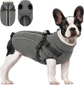 Dog Winter Coat with Harness Built in Warm Puffer Dog Jackets for Small Medium Large Dogs Windproof Waterproof Outfit with Plush Lining and Reflective Stripes (Grey, M)
