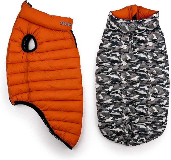 Winchester Pet Premium Reversible Dog Puffer Vest, Black, Medium