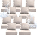 6" Thicker Outdoor Chair Cushion 10 Sets - 24" *24" *6" Waterproof Patio Furniture Cushions with Removable Cover, 28D High Density Sponge Filling Thicken Outdoor Patio Cushions - Beige