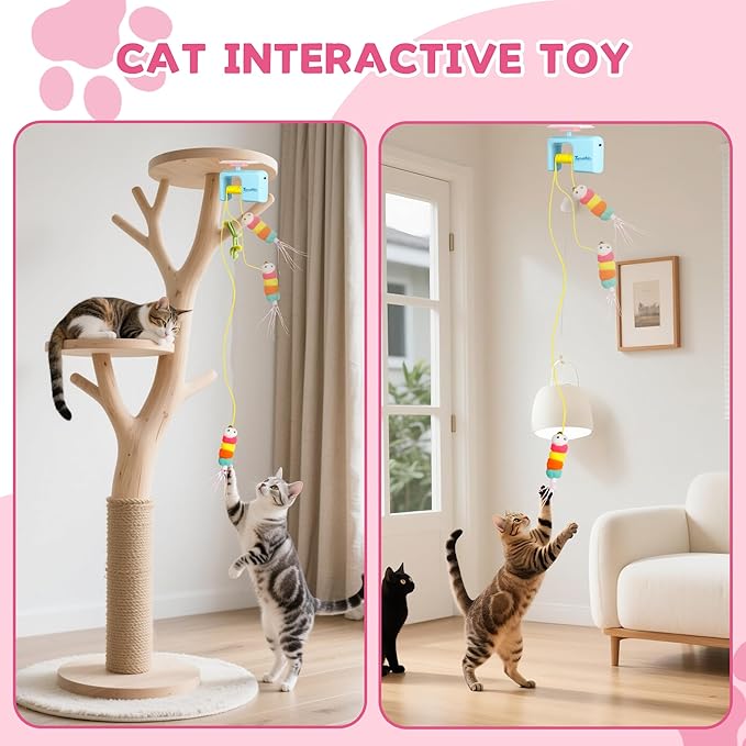 Interactive Cat Toys for Indoor Cats, Automatic Cat Toys with Detachable Design, Kitten Toys for Indoor Cats Self Play, Doorway Cat Toy, 3.27 * 1.69 * 2.76Inch