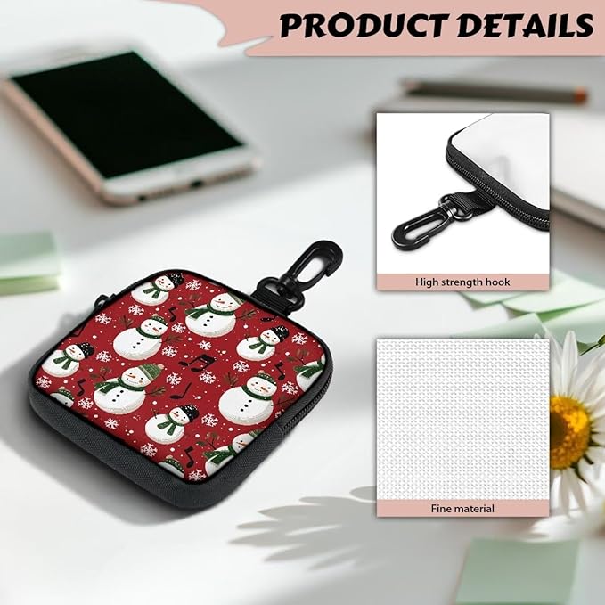 KEIAHUAN Christmas Dog Training Bag Treat Pouch Xmas Puppy Training Small Bag with Carabiner Hand Free Puppy Walking Bag Christmas Coin Bags Small, Christmas Snowman