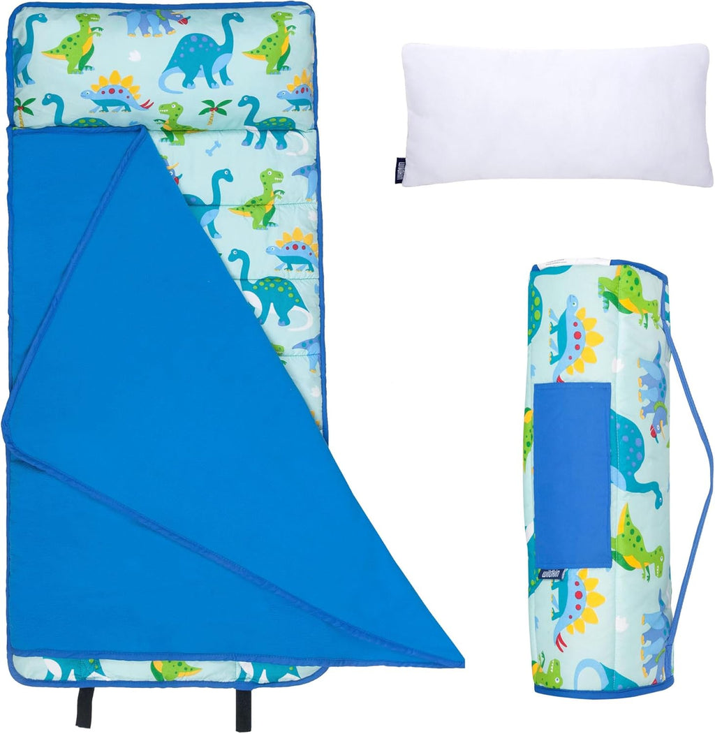 Wildkin 43-inch Kids Nap Mat – Soft Microfiber Toddler Sleeping Mat with Pillow