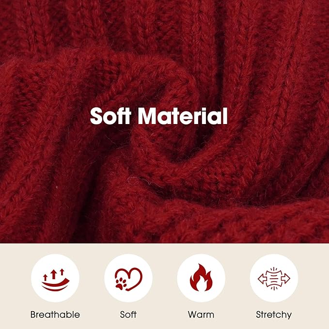 Small Dog Sweater, Dog Pullover Sweaters for Puppy Girl, Cable Knit Clothes for Cold Weather, Comfy Extra Small Dogs Sweater, Warm Turtleneck Sweatshirts Red Christmas Outdoor