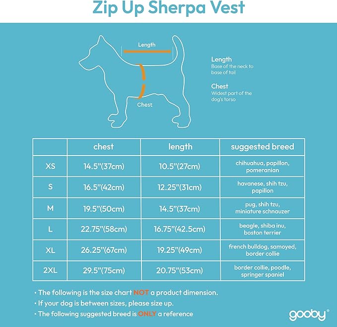 Gooby Zip Up Sherpa Vest - Black, X-Large - Two Tone Fuzzy Fleece Dog Sweater with Built-in Harness and Extra Security for Small Dog and Medium Dog