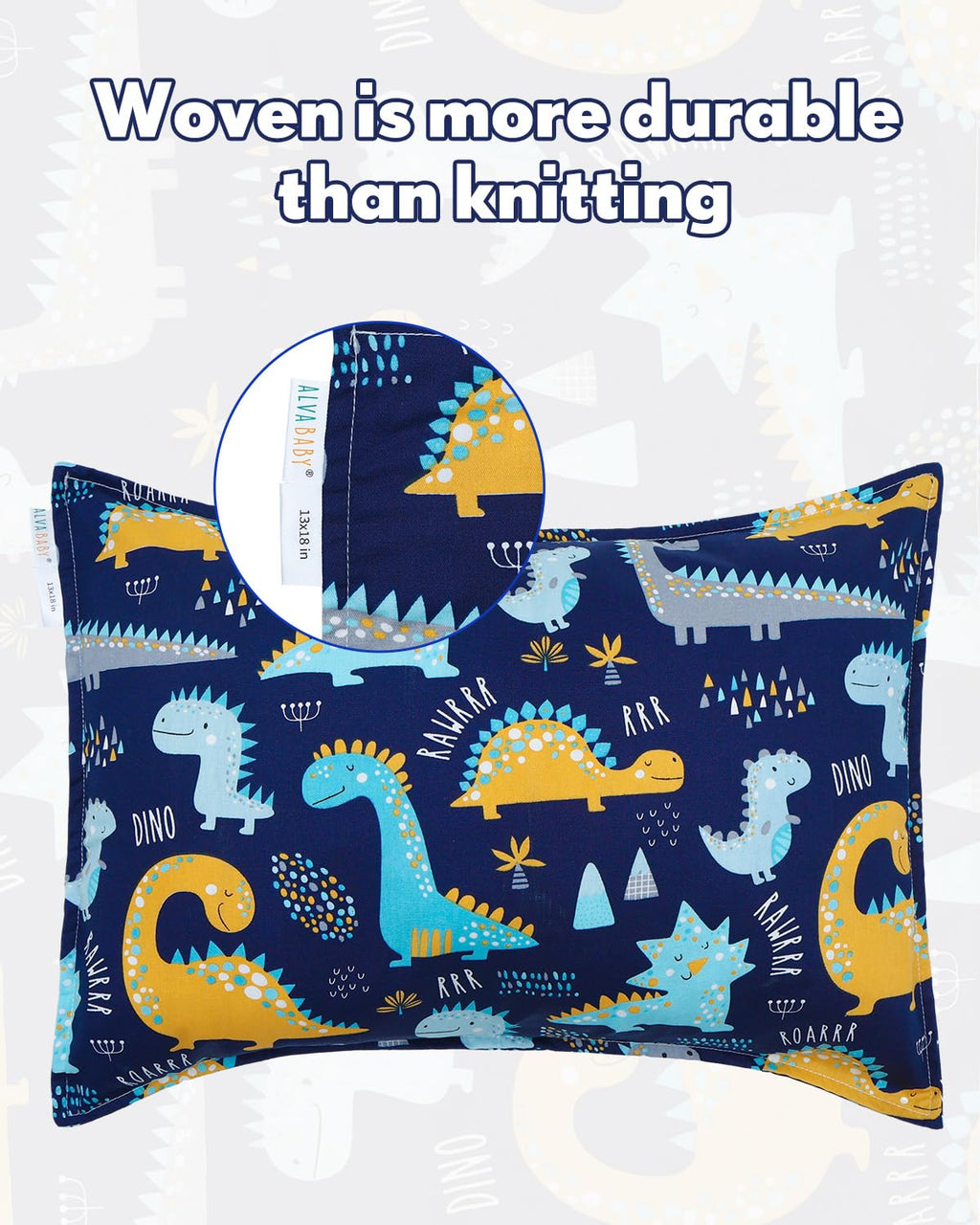 ALVABABY Toddler Pillowcases 2 Pack Organic Cotton Kids Pillow Cover Fit 13"x 18" or 12"x18" Envelope for Girl Boy Sleepy Travel