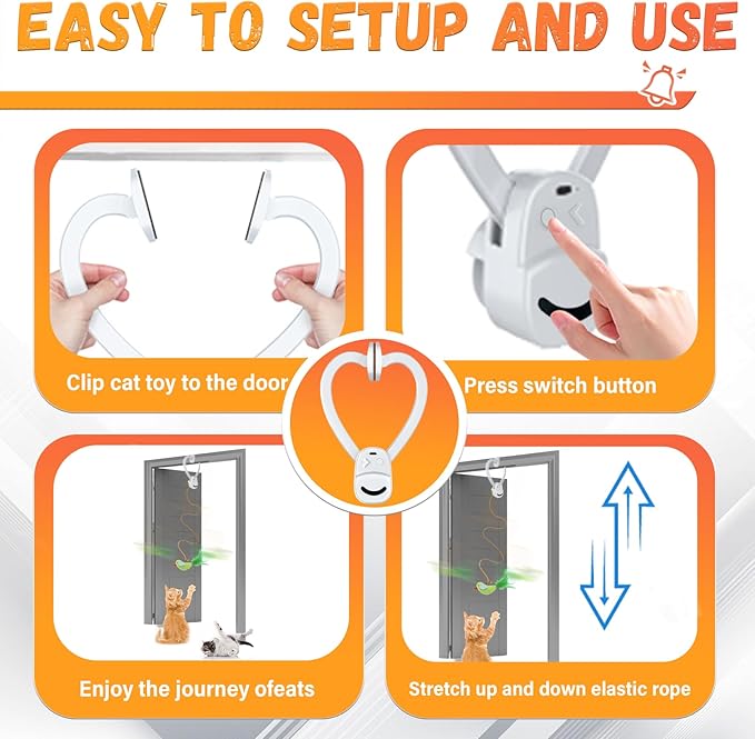 Interactive Cat Toys for Indoor Cats Automatic Electric Flying Bird Feather Wand Toy - Best Kitten & Adult Cat Enrichment Toy Hanging Electric Kitty Toys for Bored Cats