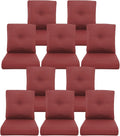 10-Piece Outdoor Patio Cushion Set - Fade & Water Resistant with Removable Olefin Cover, 22x24x4 Inch Memory Foam Cushions for Wicker Sectional Sofa – Red/Buckle