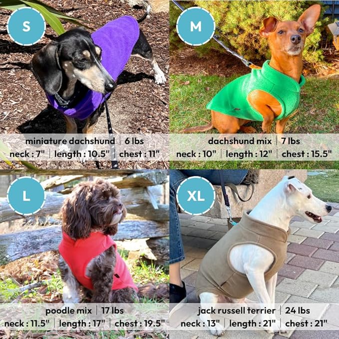Gooby Fleece Vest Dog Sweater - Clay, Medium - Warm Pullover Fleece Dog Jacket with O-Ring Leash for Small to Medium Dogs
