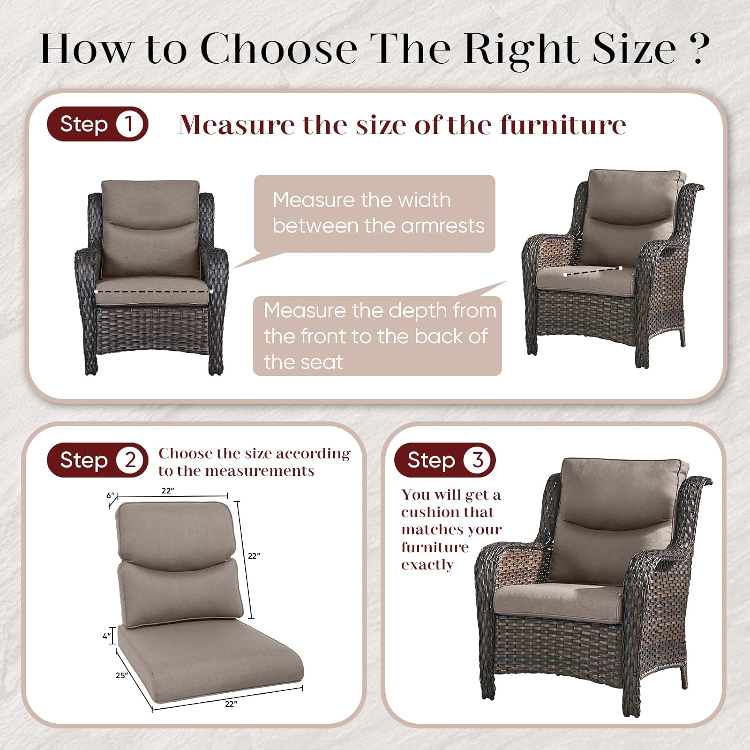 Outdoor Chair Cushions Set of 2-22 x 25 Inch Fade Resistant Patio Chair Cushions Outdoor Seat Cushions for Patio Furniture Chair Sofa Couch-Grey