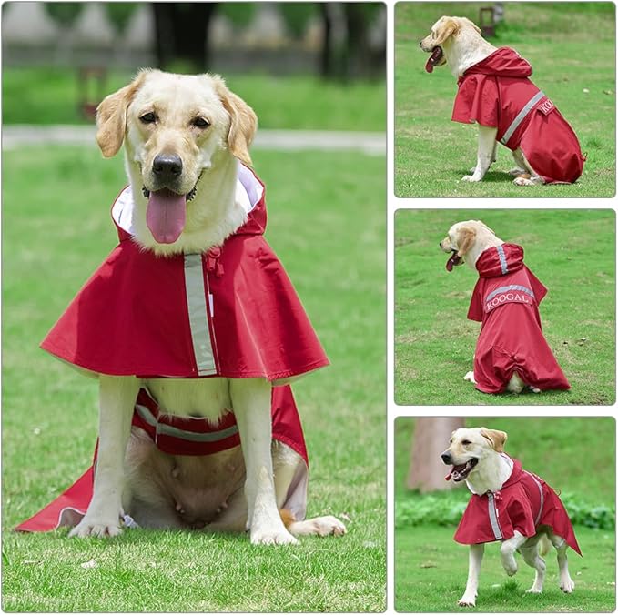 Pet Large Dog Raincoat Apparel Poncho Waterproof for Medium Large Sized for Dog Raincoat Clothes Jacket,Pet Dog Rain Jacket (Red,5XL)
