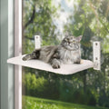 keny Cordless Cat Window Perch, Large Size Hammock with 4 Strong Suction Cups, Cat Hammock for Window with Two Fabrics Cover, Foldable Bed for Cats, White