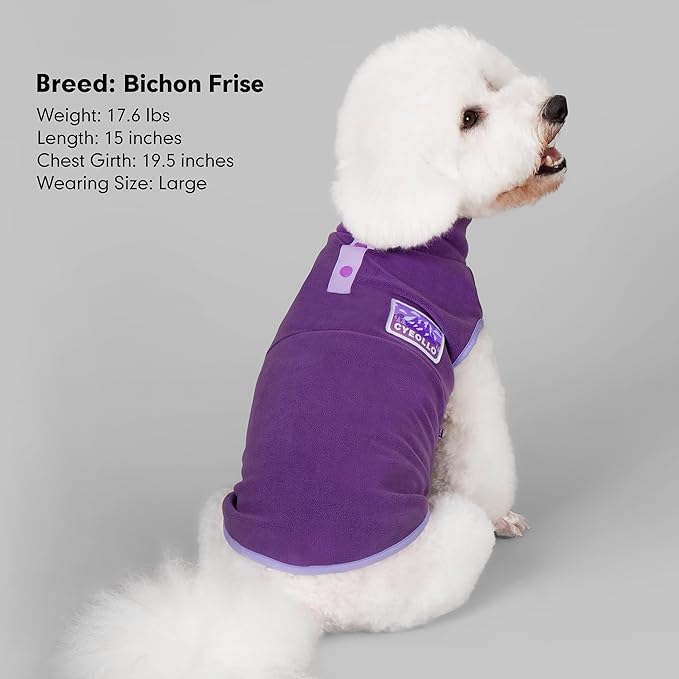 cyeollo Fleece Dog Sweater, Turtleneck Stretchy Sweatshirt Pullover Fleece Jacket Warm Winter Fall Dog Clothes for Medium Dogs Boy Girl Pet Apparel, Purple XL