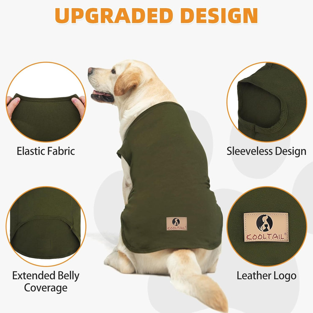 KOOLTAIL Dog Clothes for Large Dogs, 2 Pack Cotton Fall/Winter Warm Dog T Shirts Coats for Outdoor, UV & Insect Protection Anti-Hair Loss & Lightweight Pet Vest Tank Tops Apparel,Green&Light Green,2xL