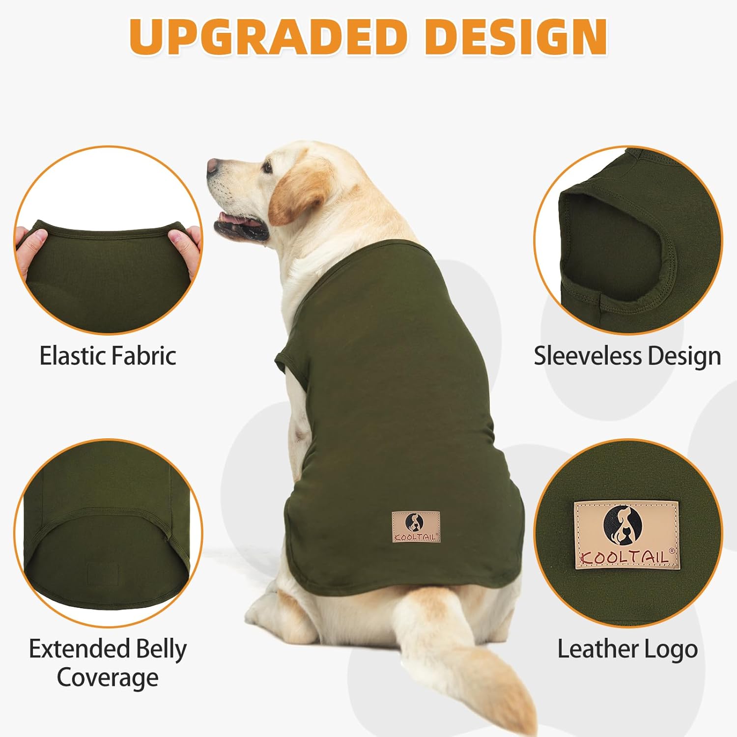 KOOLTAIL Dog Clothes for Large Dogs, 2 Pack Cotton Fall/Winter Warm Dog T Shirts Coats for Outdoor, UV & Insect Protection Anti-Hair Loss & Lightweight Pet Vest Tank Tops Apparel,Green&Light Green,3XL