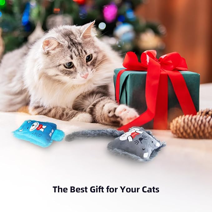 Cat Toys Catnip Toys Soft Plush Mouse Catmint Interactive Cat Kicker Toys with Crinkle Sound for Indoor Kitten Cats (8Mixed Colors)