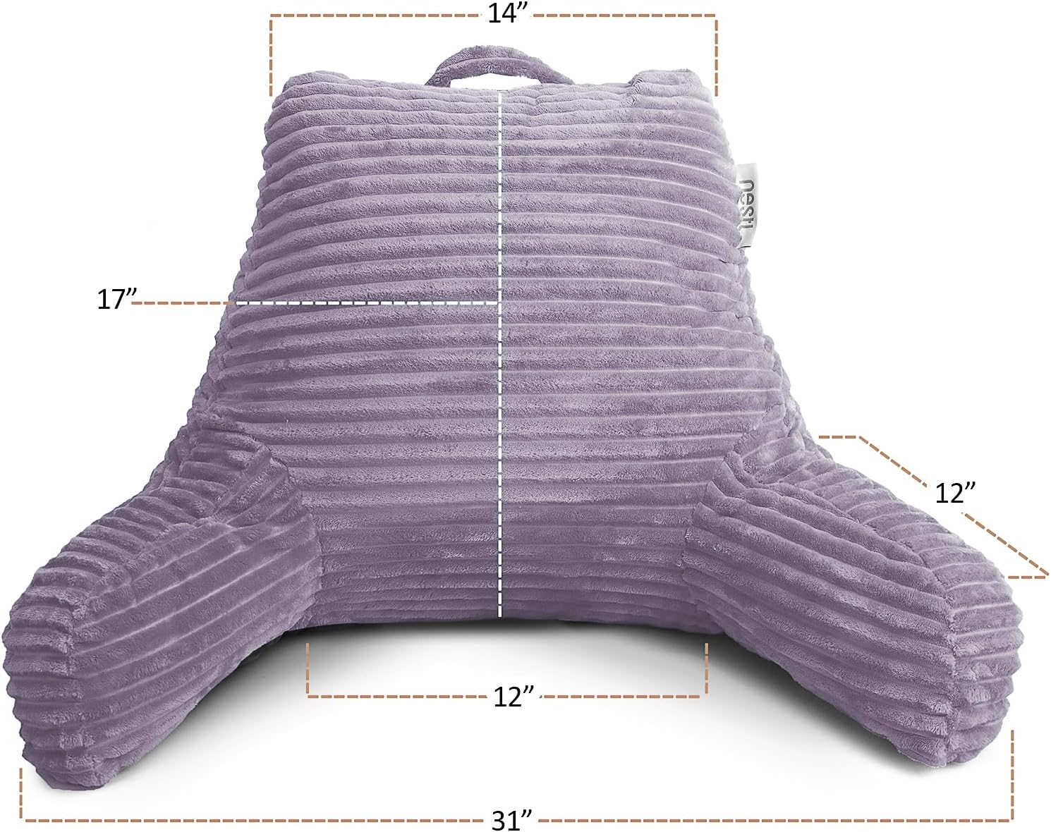 Hearth & Harbor Reading Pillow for Bed Adult – Back Pillow for Sitting in Bed, Standard Bed Pillows for Sitting Up, Foam Chair Pillow, Dusty Purple