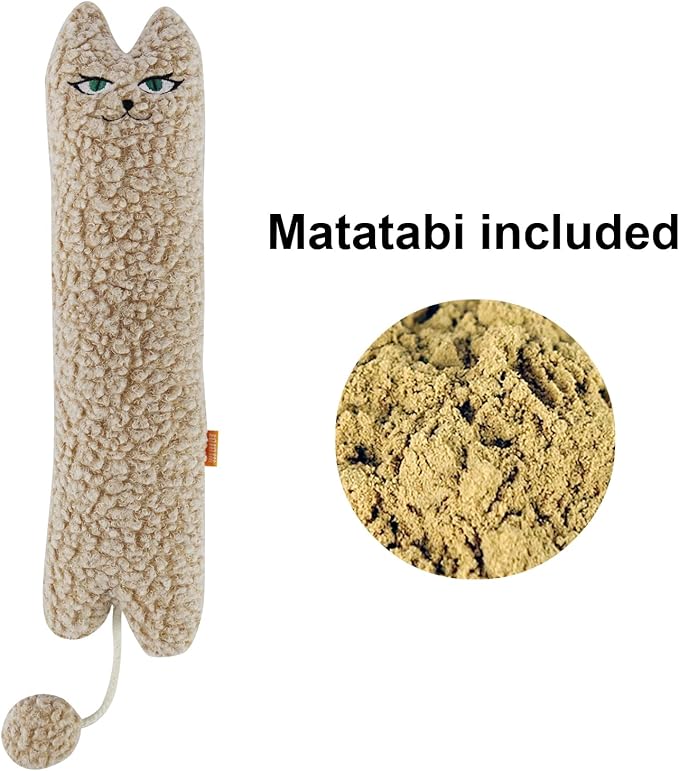 TTcat Catnip Silvervine Matatabi Pillow for Cats & Kittens,Cat Kicker Toy,Large Size Cat Pillow Soothing Plush Cat Toy(Beige).