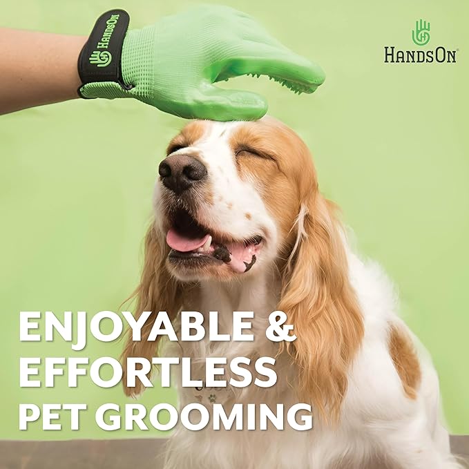 H HANDSON Pet Grooming Gloves - Patented #1 Ranked, Award Winning Shedding, Bathing, & Hair Remover Gloves - Gentle Brush for Cats, Dogs, and Horses (Purple, Large)