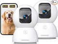 5G Security Camera Indoor 2-Pack, No-Monthly-Fee AI Tracking Facial Recognition, 3K Pet/Dog Camera with Speaker/Phone App, PTZ WiFi Baby Monitor Cameras for Home Security, 0-Glow Night Vision