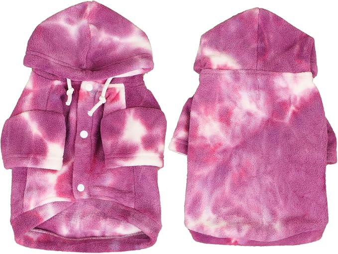 Mklhgty Tie Dye Dog Hoodie, Winter Coat for Small Dogs - Ultra-Soft Adjustable Warm Hood, Breathable Comfort Fabric for Daily Use