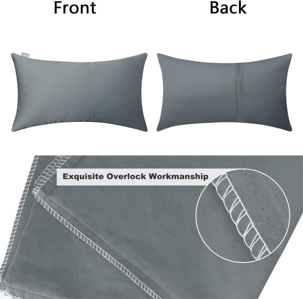 4-Pack 100% Cotton Lumbar Comfortable Solid Decorative Throw Pillow Case,Thmyo Rectangle Cushion Cover Pillowcase Sublimation Blank Pillow Covers DIY Throw Pillowcase(12x20inch/30x50cm, Dark Grey)