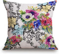 TSSOHU Throw Pillow Cover Vivid Colorful Garden Print Blossoming Wildflowers Birds Leaves Branches Decorative Throw Pillow Case Square 18" x 18" Home Couch Bed Pillowcase