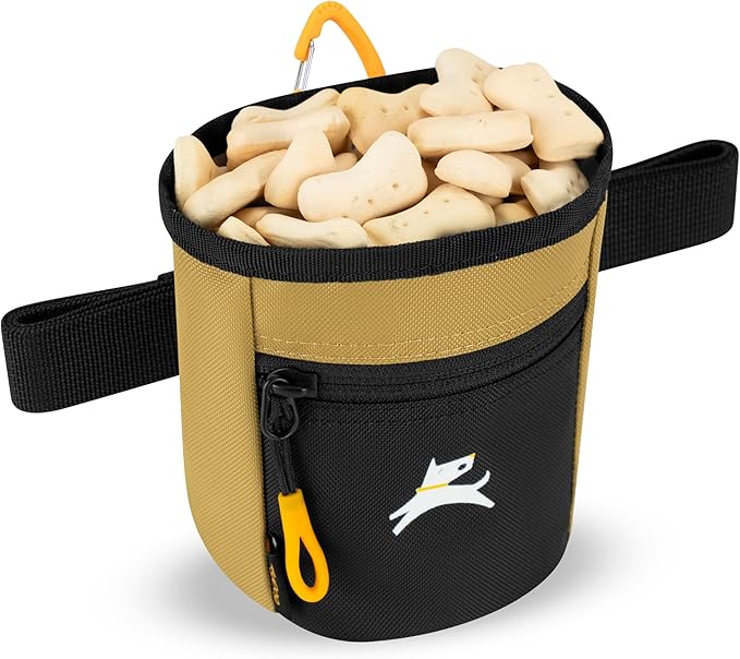 OllyDog Goodie Treat Bag, Dog Treat Pouch, Waist Belt Clip for Hands-Free Training, Magnetic Closure, Dog Training and Behavior Aids, Three Ways to Wear (Antelope)