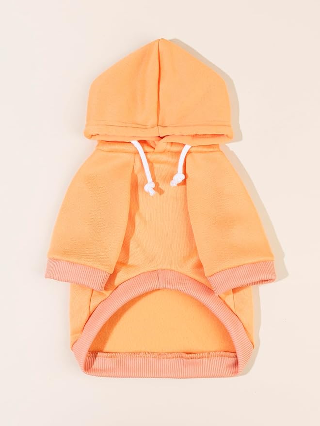QWINEE Basic Dog Hoodie Sweatshirt Puppy Sweater Warm Cat Costumes Pet Clothes for Chihuahua Puppy Kitten Small Medium Dogs Orange Small