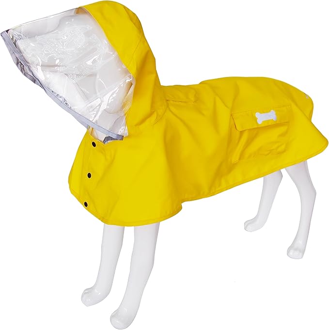 Waterproof Dog Raincoat, Adjustable Reflective Lightweight Pet Rain Clothes with Poncho Hood (XX-Large, Yellow)