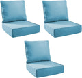 Outdoor Cushion Set for Furniture Patio Furniture, UV Resistant, Water Resistant - 6 Inch Thick Foam Garden Cushions– 24x24 Inch Patio Seat Covers for Chair/Sofa/Couch | Light Blue | 3-Pack |
