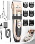 oneisall Dog Clipper Low Noise, Dog Grooming Kit with Rechargeable, Pet Shaver Cordless Electric Quiet Hair Clipper Set for Dogs Cats Pets（Gold）