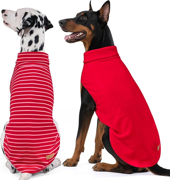 KYEESE 2Pack Dog Sweater Warm Dog Sweaters for Medium Dogs Girl Turtleneck Pet Coat Warm Lightweight Dogs Clothes Soft Pets Fleece Sweater Comfy Sleeveless Doggie Sweatshirt Red,2XL