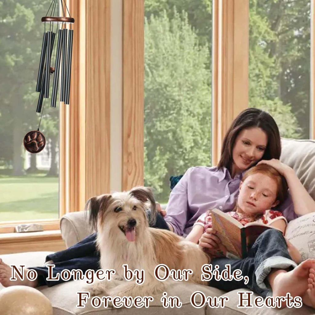 Dog Memorial Gifts for Loss of Dog, 32" Pet Memorial Wind Chimes, Pet Loss Passing Away Remembrance Sympathy Bereavement Gift, DogPaw Vintage Wind Chimes for Outside