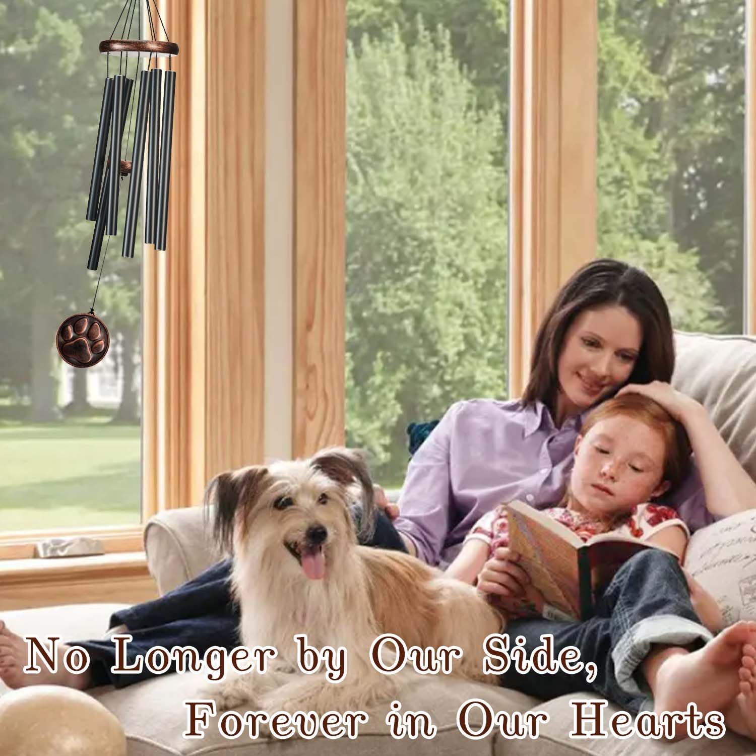 Dog Memorial Gifts for Loss of Dog, 32" Pet Memorial Wind Chimes, Pet Loss Passing Away Remembrance Sympathy Bereavement Gift, DogPaw Vintage Wind Chimes for Outside