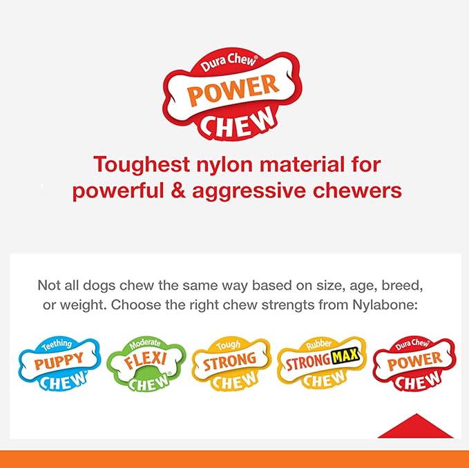 Nylabone Original Bone Power Chew Toy for Dogs, Durable Dog Toys for Aggressive Chewers, Peanut Butter Flavor, Small - Up to 25 Ibs, 3 Pack