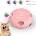 Interactive Cat Toy, Electric Cat Toys for Moving Concealed Feathers, Smart Sensor 7 Holes Whack a Mole Feather Toy, USB Charge Automatic Kitten Toys, Pink