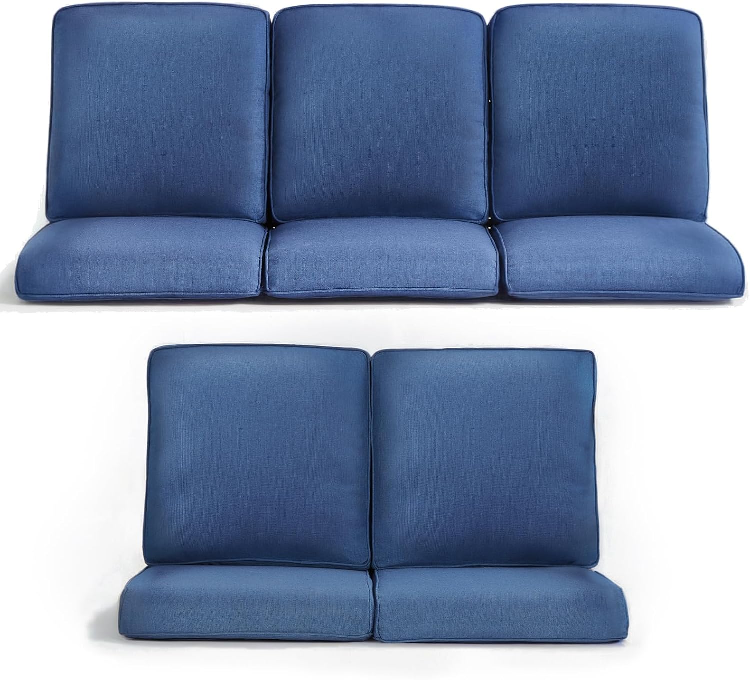 Patio Chair Cushions 5 Packs - Outside 22x24 High Back Water-Resistant Cushion with Zipper Cover for Outdoor Glider Rocking Chairs Loveseat 3-seat Couch Sofa – Blue/Regular