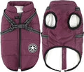 Aiboria Dog Jackets for Winter Windproof Waterproof 2 in 1 Outfit Cold Weather Coat Dog Vest Harness Puppy Winter Warm Jacket Purple S
