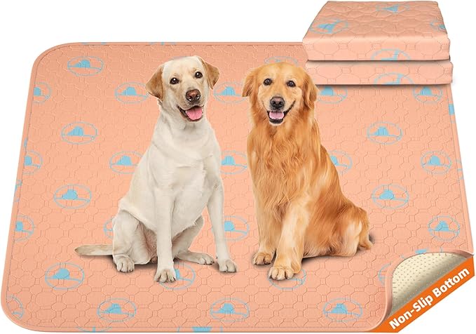PJYuCien Washable Pee Pads for Dogs 2 Pack, 36" x 36" Reusable Pee Pads for Dogs, Leak-Proof Pet Training Pads, Puppy Pads for Non-Slip, Designed for Dog Pen, Whelping Pad, Potty Training (Orange)
